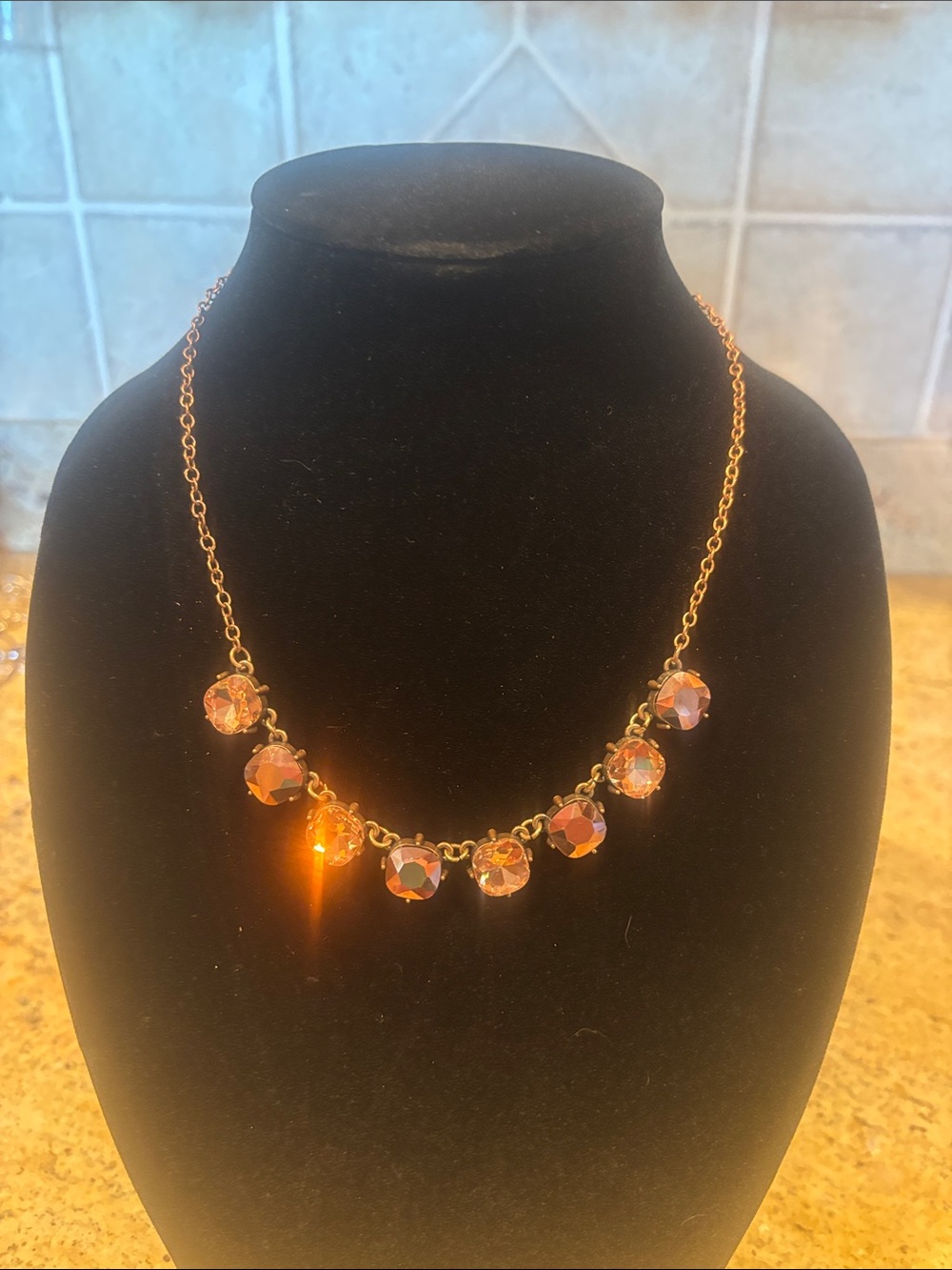Bronze Tone gold bronze Crystal Statement Necklace